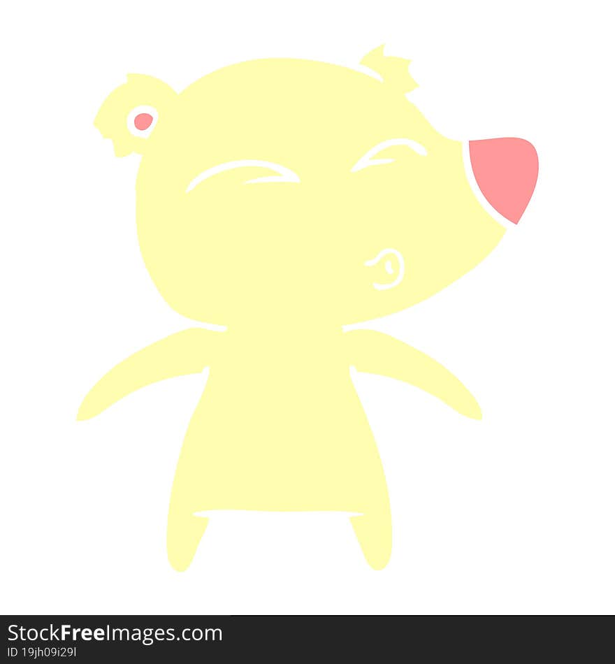 flat color style cartoon whistling bear