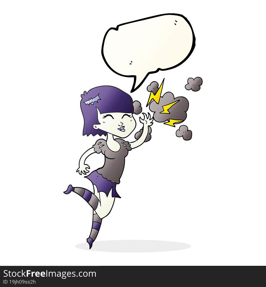 Speech Bubble Cartoon Vampire Girl Flying