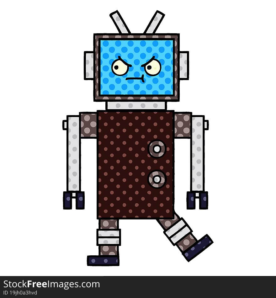 Comic Book Style Cartoon Robot