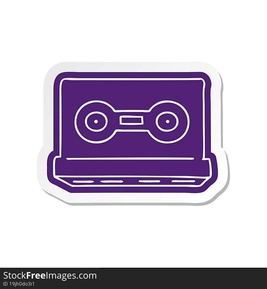 cartoon sticker of a retro cassette tape