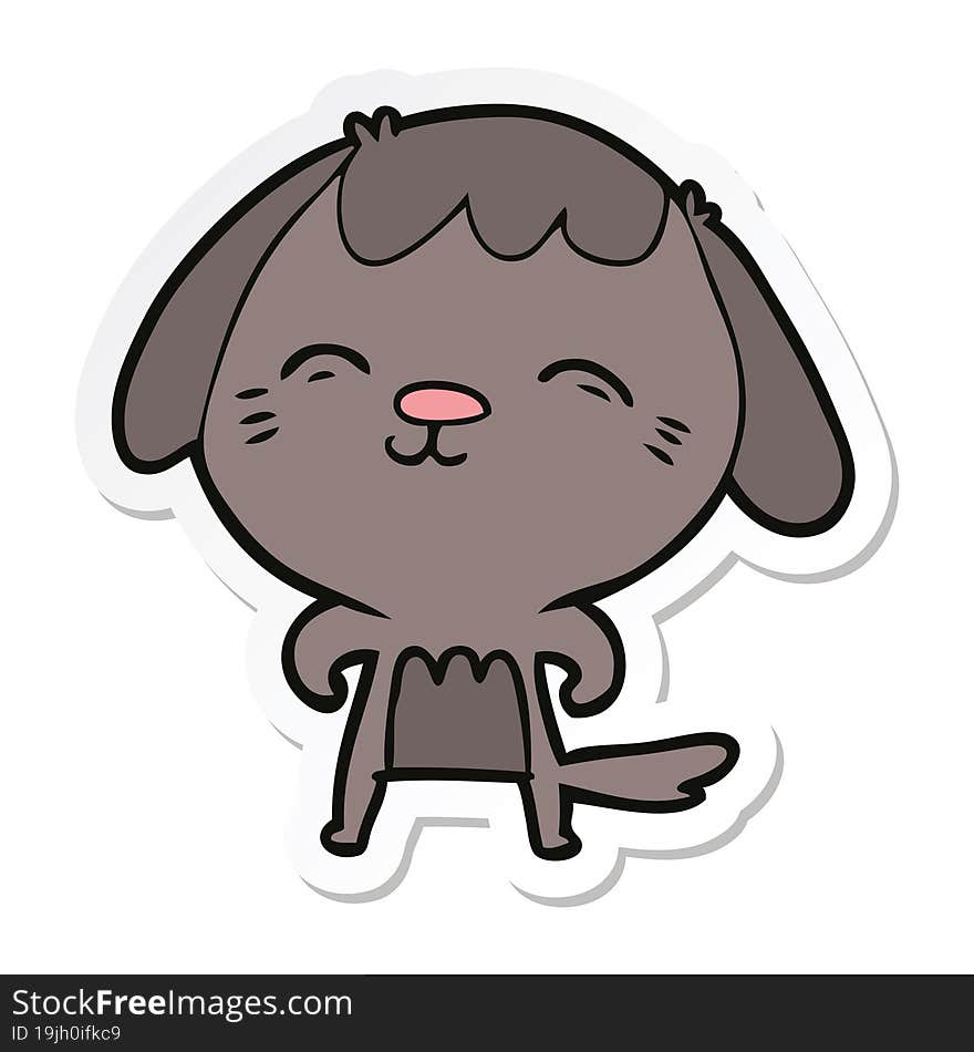 Sticker Of A Happy Cartoon Dog