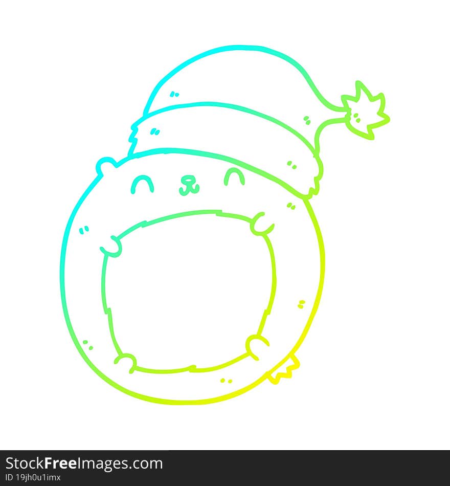 cold gradient line drawing cute cartoon christmas bear