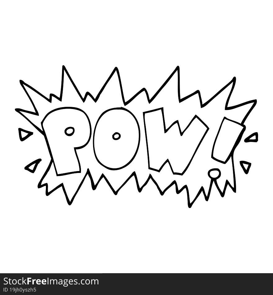 line drawing cartoon word pow