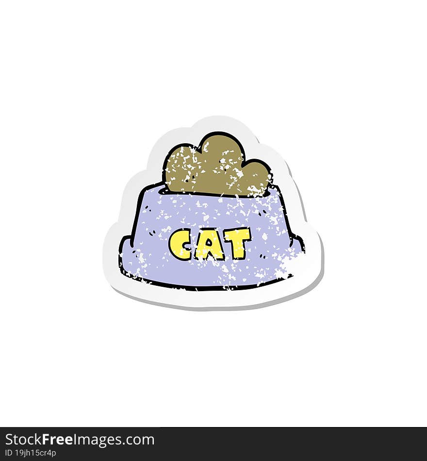 retro distressed sticker of a cartoon cat food