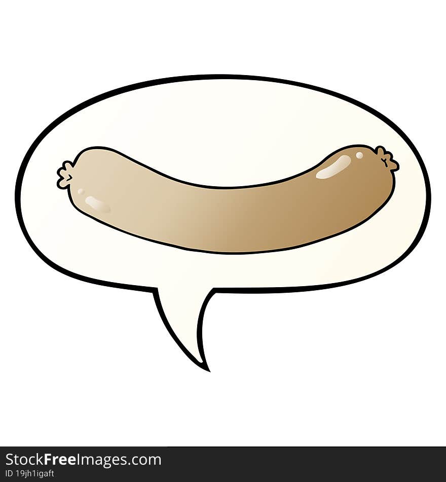 cartoon sausage and speech bubble in smooth gradient style