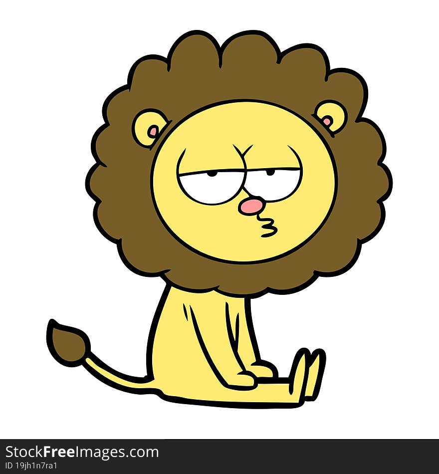 cartoon bored lion. cartoon bored lion