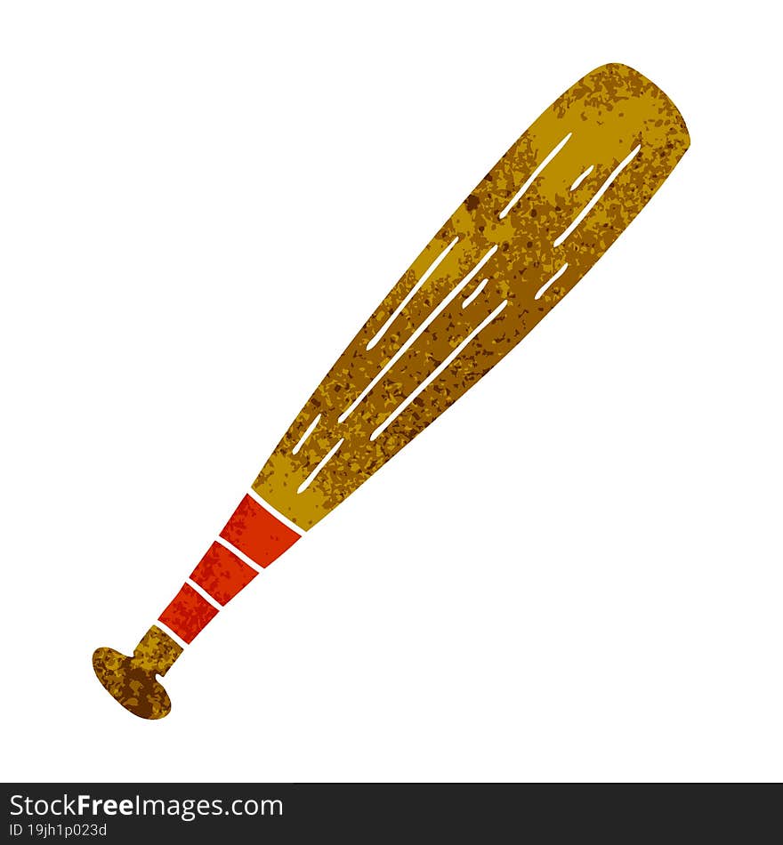 retro cartoon doodle of a baseball bat