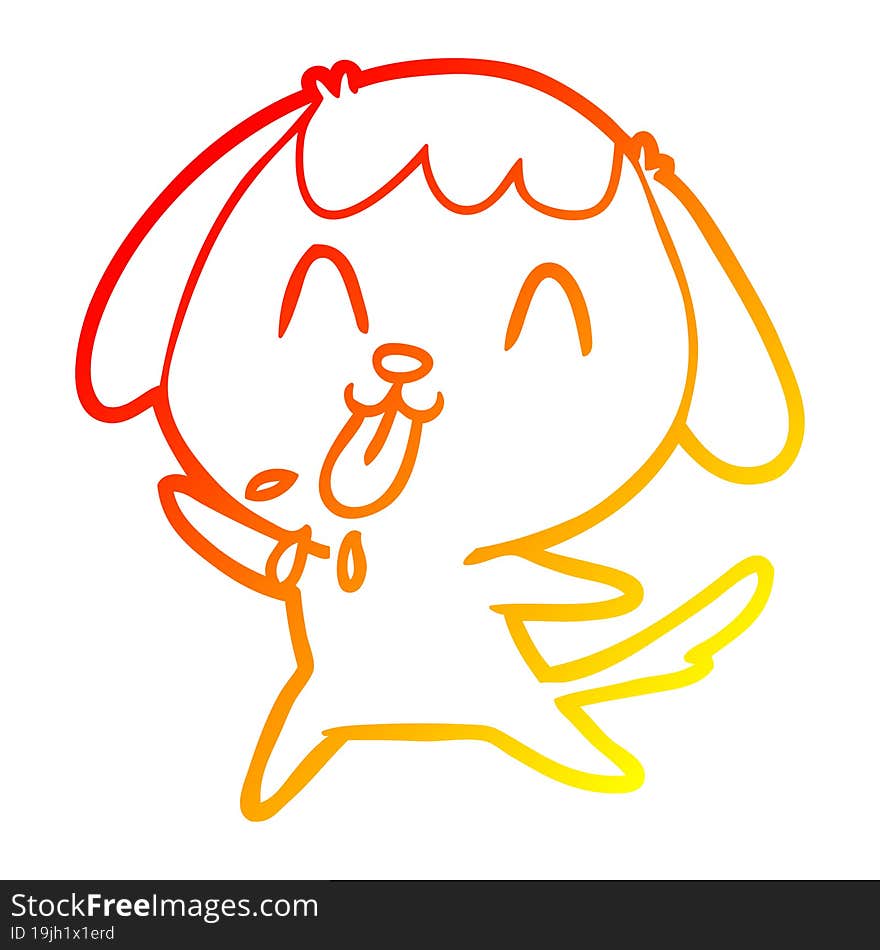 warm gradient line drawing of a cute cartoon dog