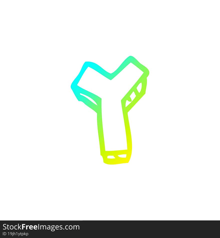 cold gradient line drawing of a cartoon letter y