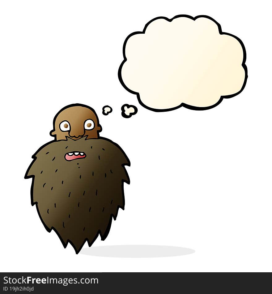 cartoon bearded man with thought bubble