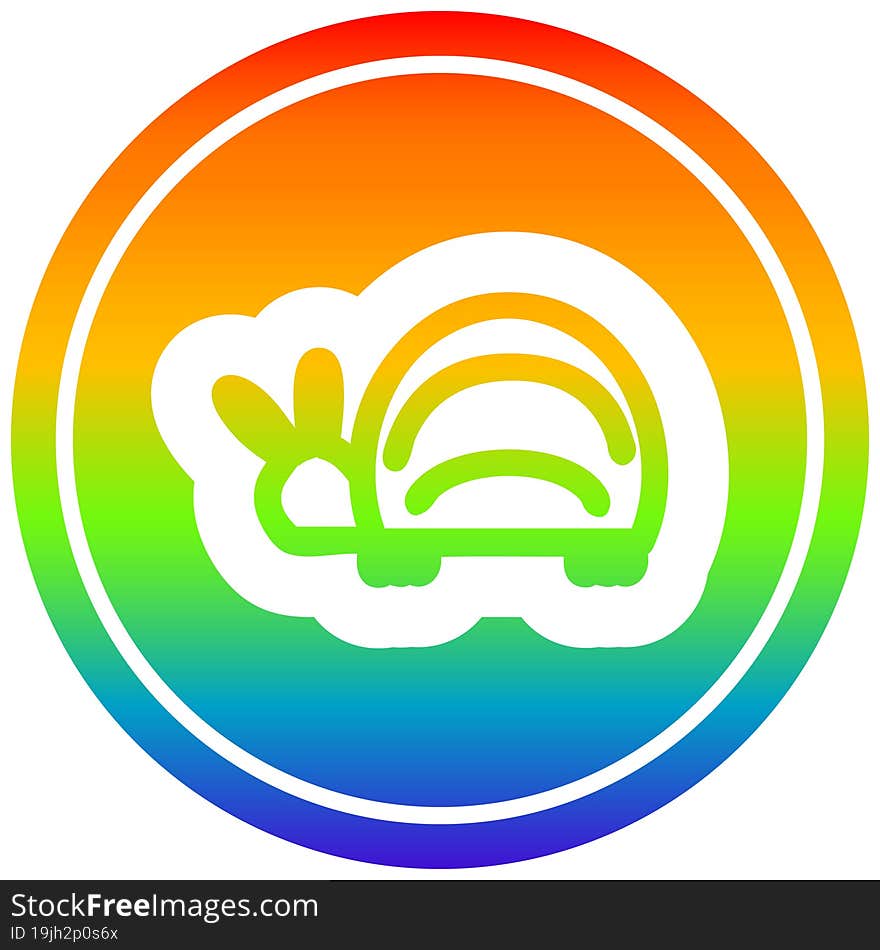 Cute Beetle Circular In Rainbow Spectrum