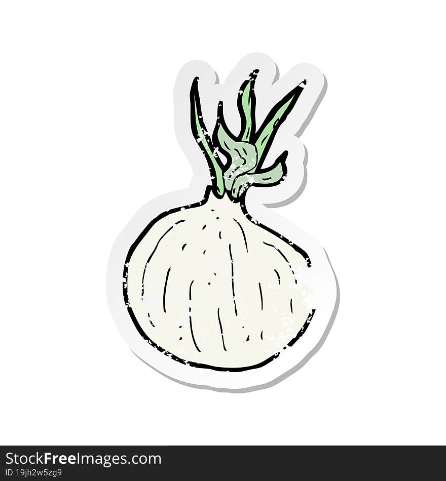 retro distressed sticker of a cartoon onion