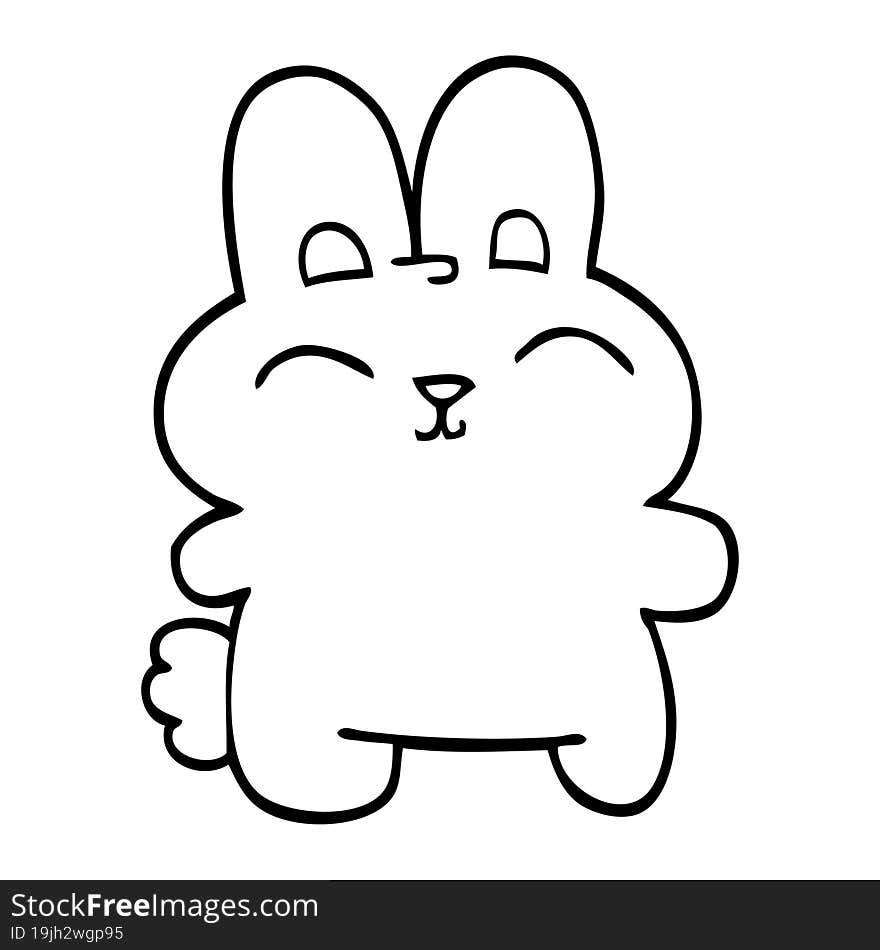 line drawing cartoon grey rabbit