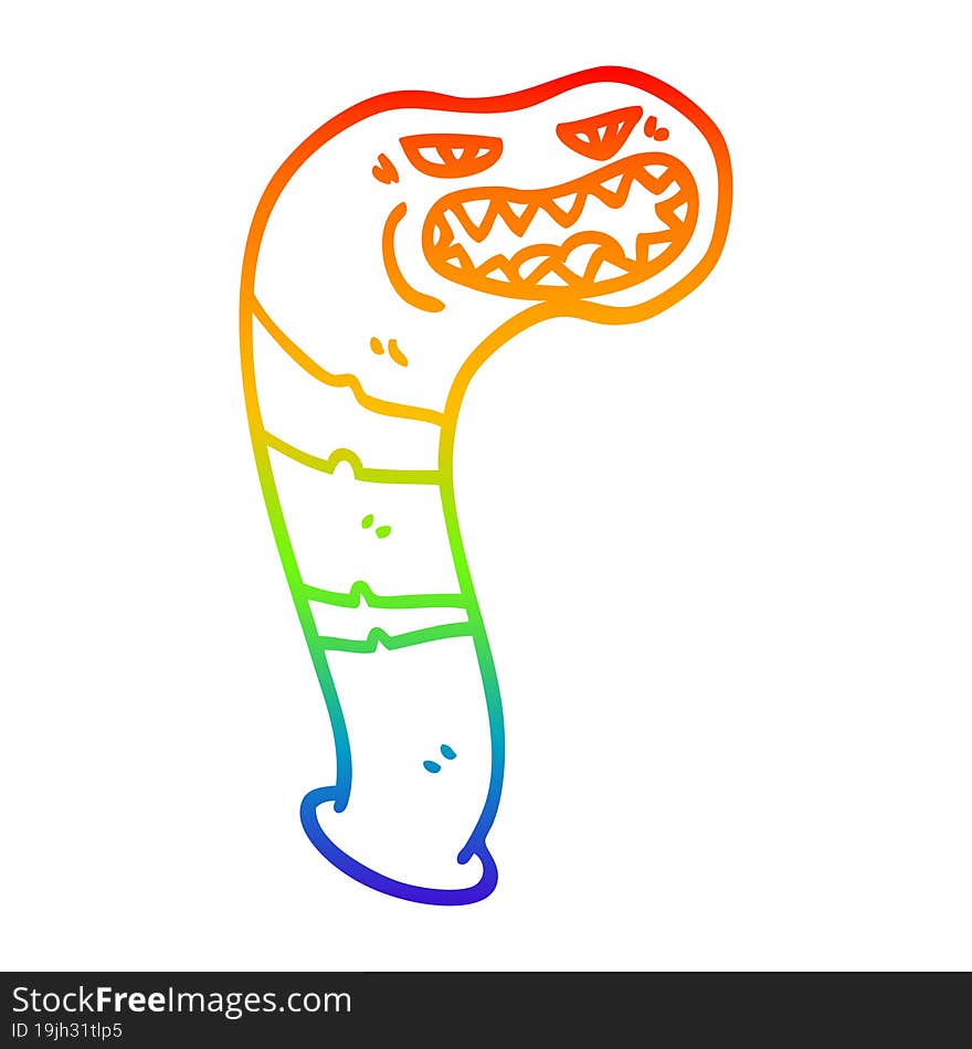 rainbow gradient line drawing cartoon monster leech