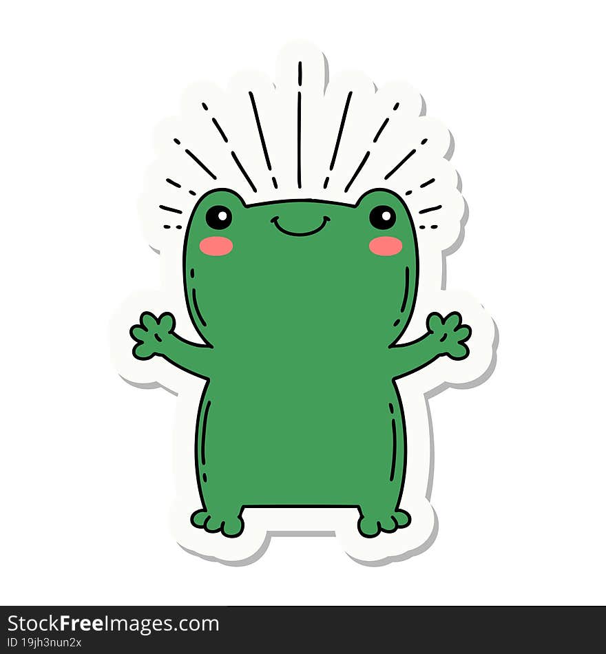 sticker of tattoo style happy frog