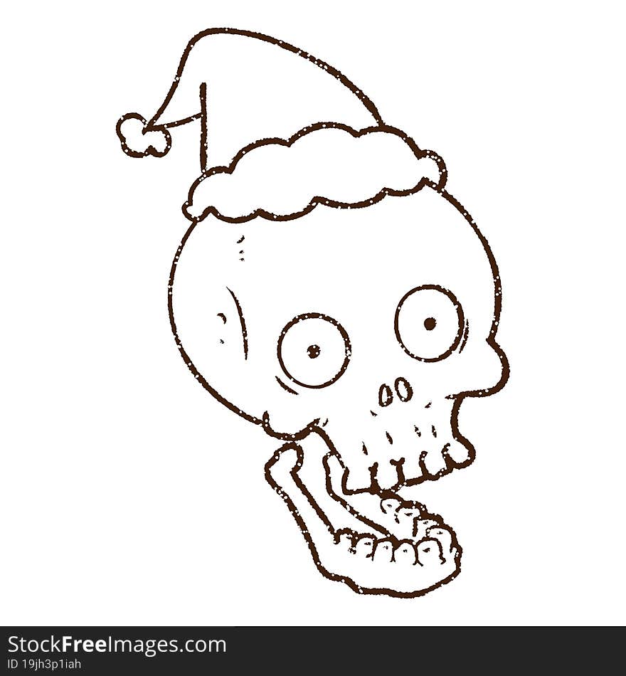 Festive Skull Charcoal Drawing