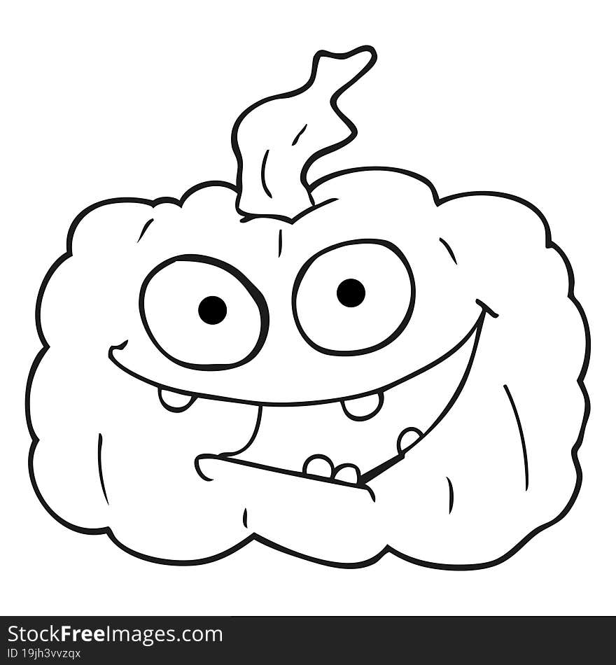 Black And White Cartoon Pumpkin