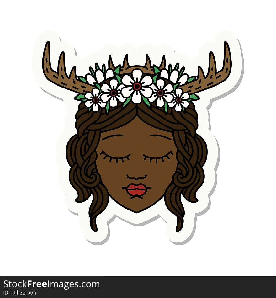 sticker of a human druid character face. sticker of a human druid character face