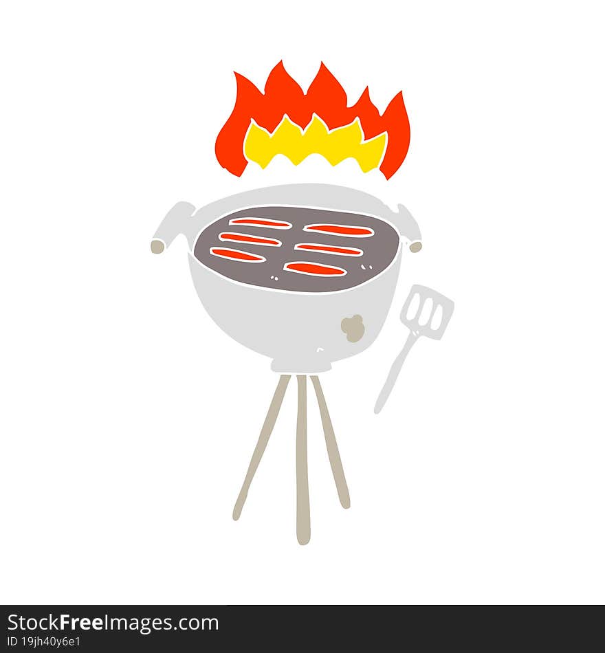 Flat Color Illustration Of A Cartoon Barbecue