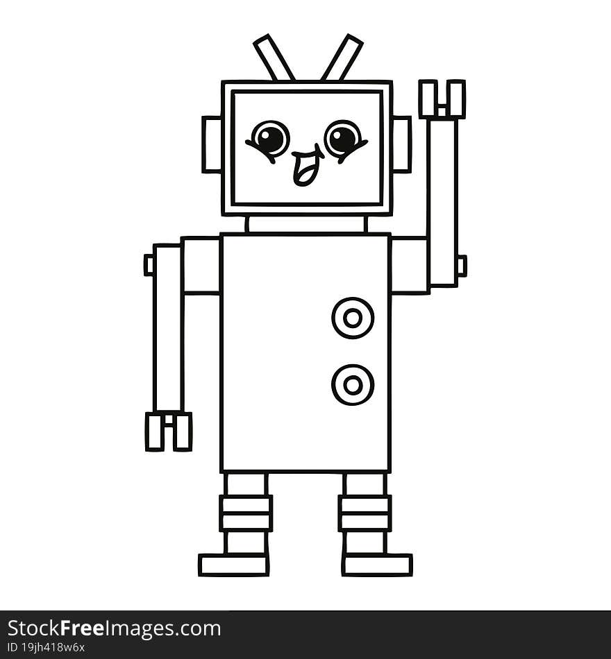 Line Drawing Cartoon Robot