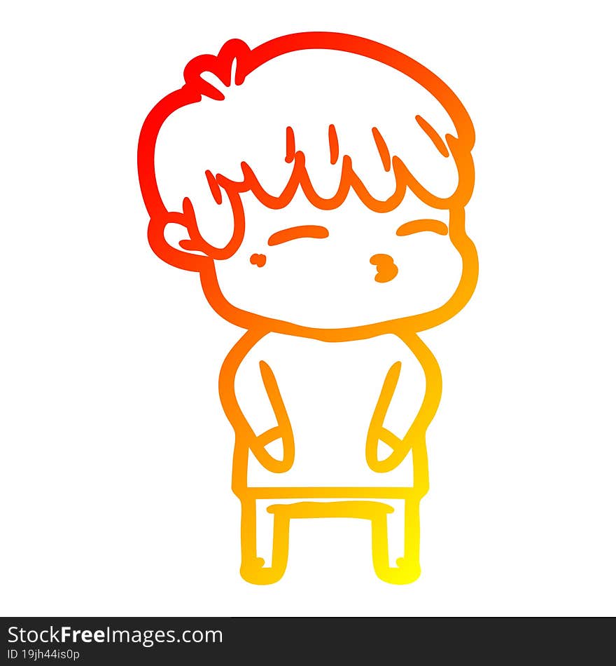 warm gradient line drawing cartoon curious boy