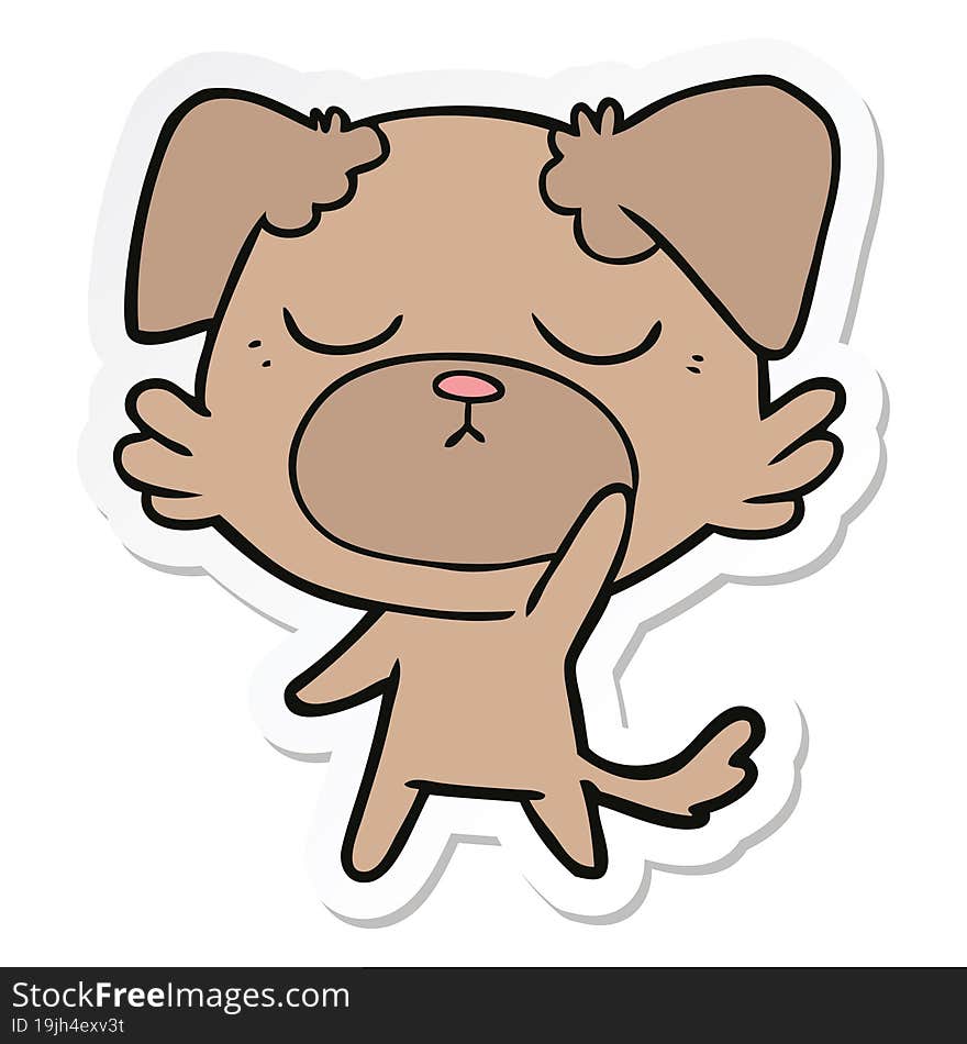 sticker of a cute cartoon dog