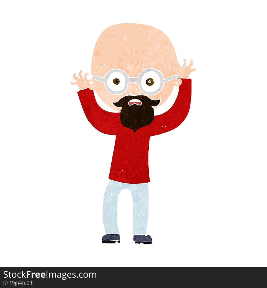 cartoon stressed bald man