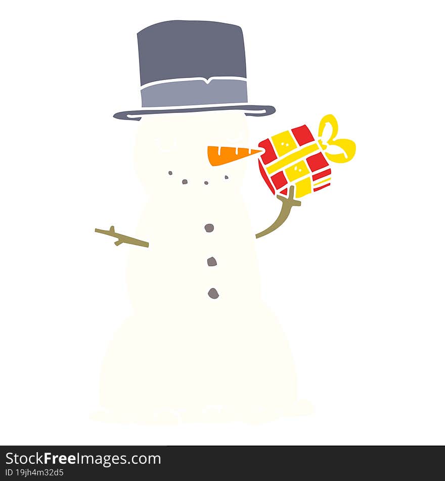 flat color style cartoon christmas snowman