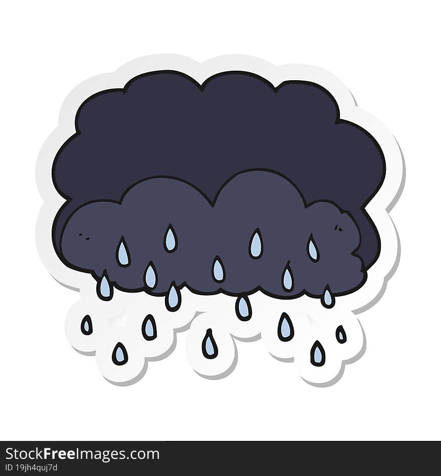 Sticker Of A Cartoon Thundercloud