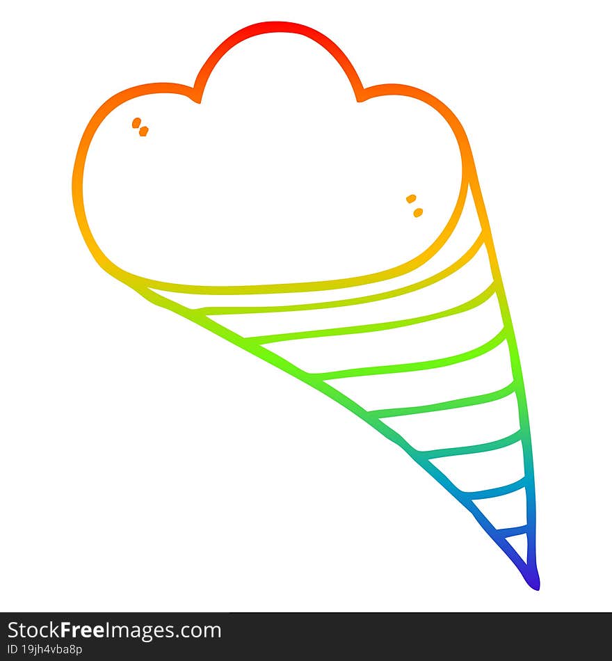 Rainbow Gradient Line Drawing Cartoon Decorative Cloud Element