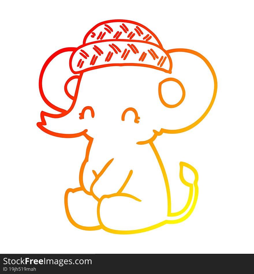 warm gradient line drawing cartoon cute elephant