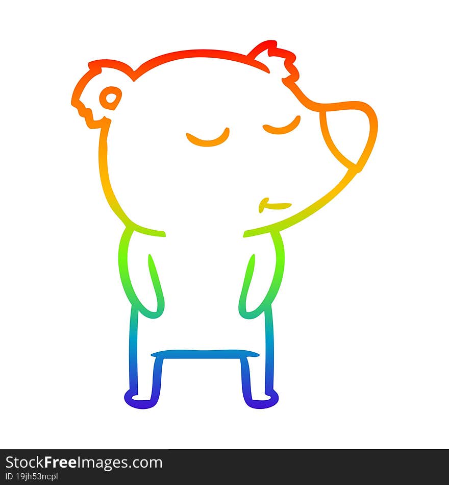 rainbow gradient line drawing happy cartoon polar bear