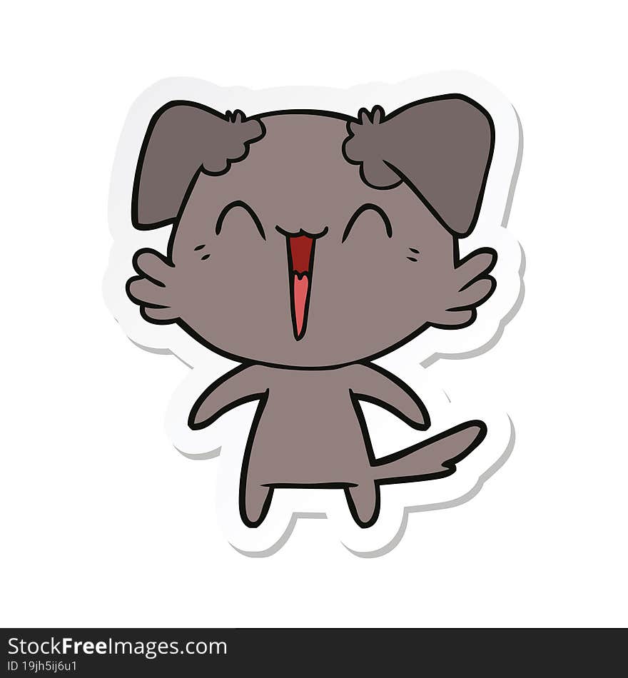 sticker of a happy little dog cartoon