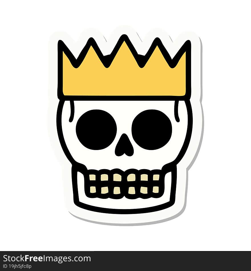 tattoo style sticker of a skull and crown