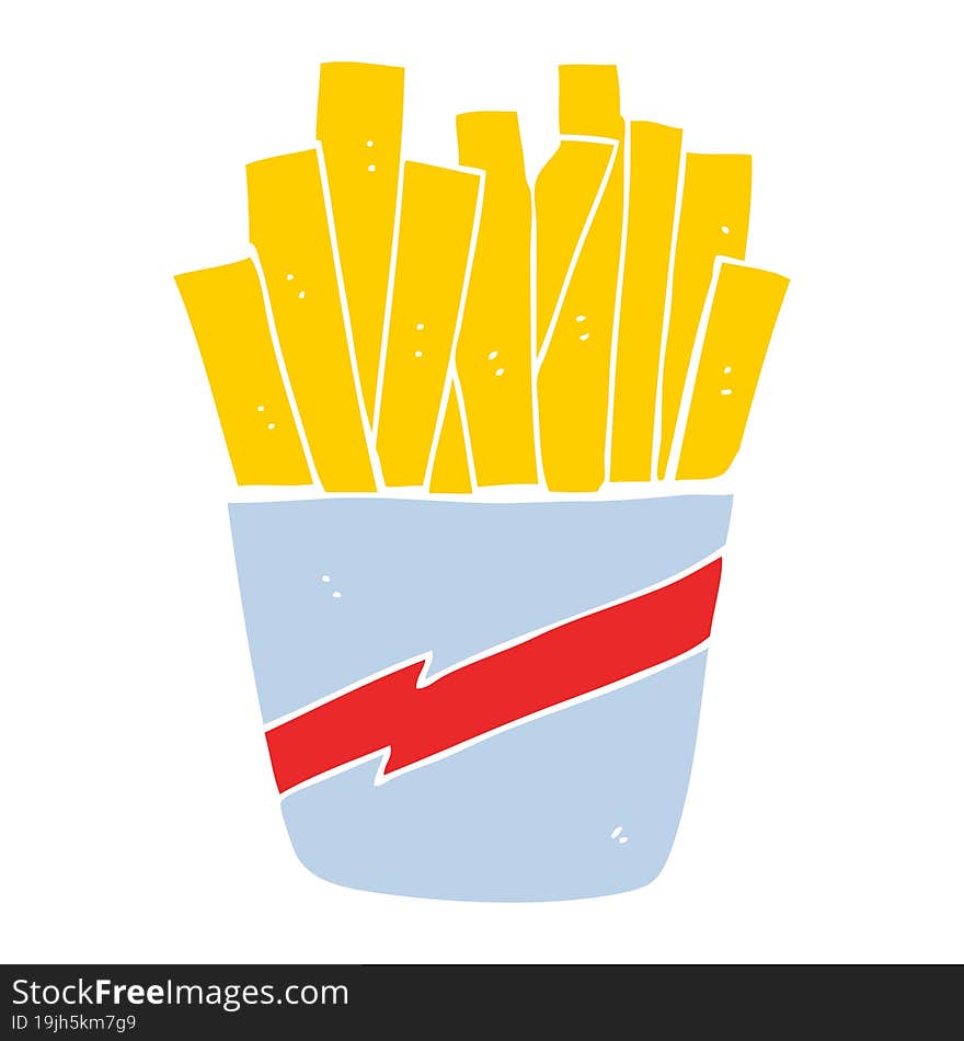 flat color style cartoon box of fries