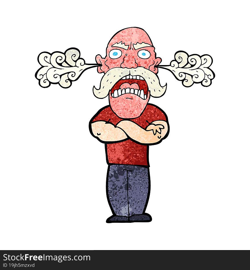 Cartoon Furious Man With Red Face