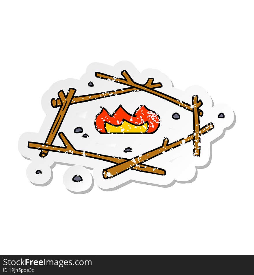 Distressed Sticker Cartoon Doodle Of A Camp Fire