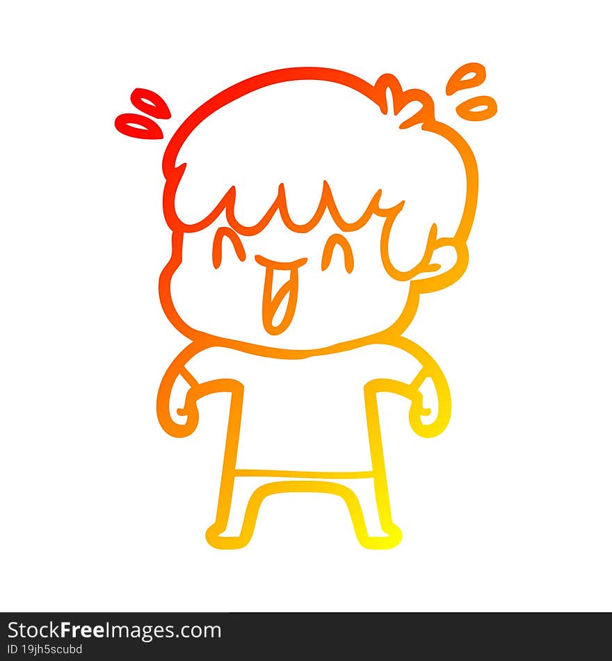 warm gradient line drawing cartoon laughing boy