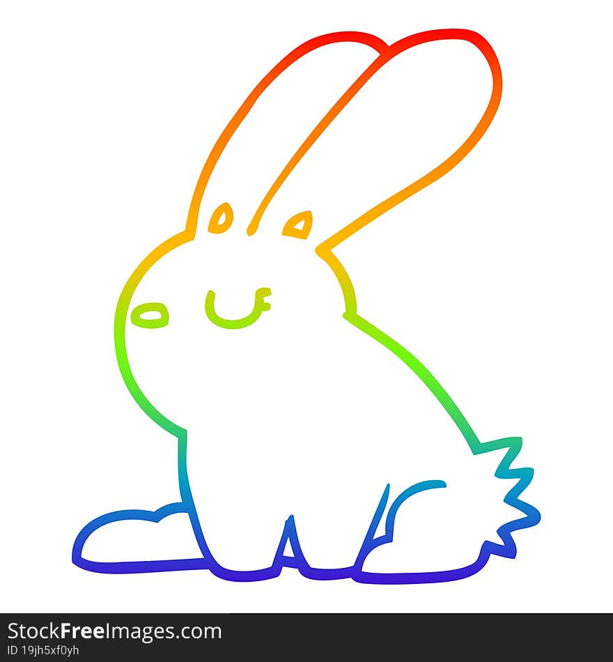 rainbow gradient line drawing of a cartoon rabbit