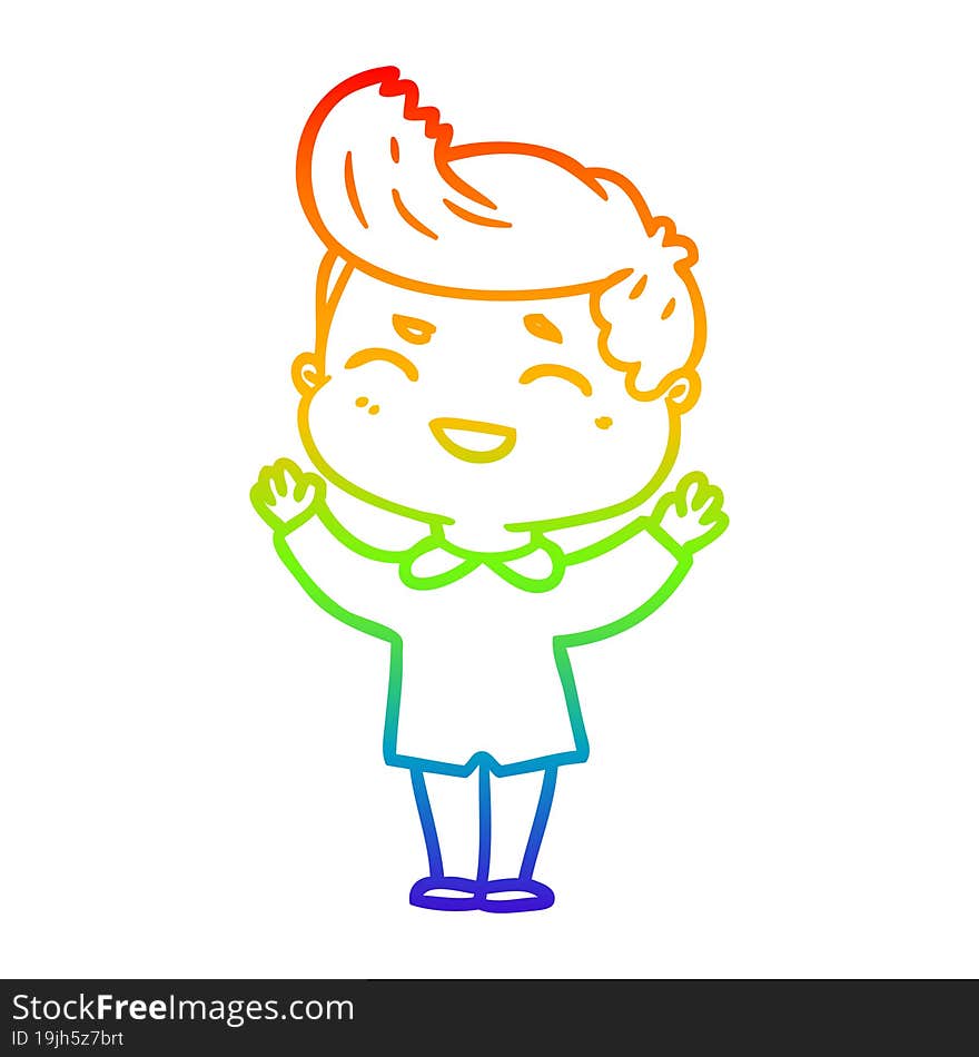 rainbow gradient line drawing of a cartoon man laughing