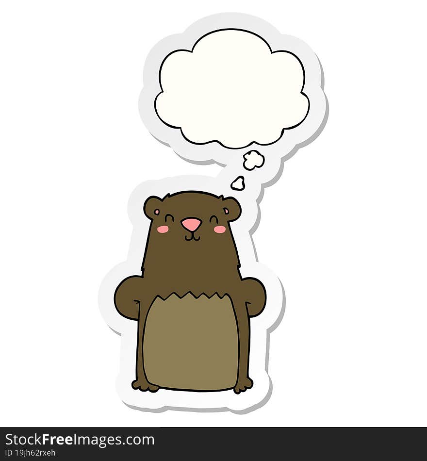 cartoon bear and thought bubble as a printed sticker