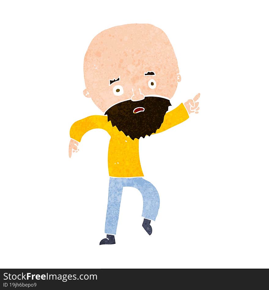 cartoon worried old man pointing