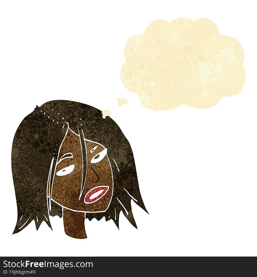 cartoon annoyed woman with thought bubble