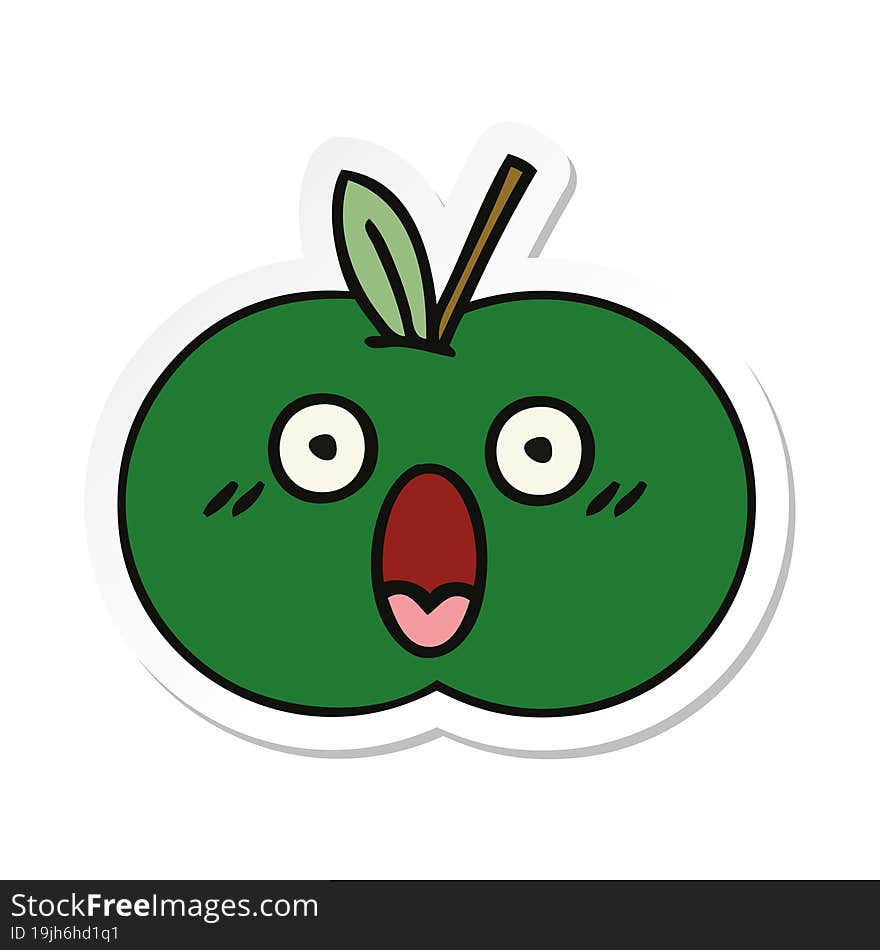 sticker of a cute cartoon juicy apple