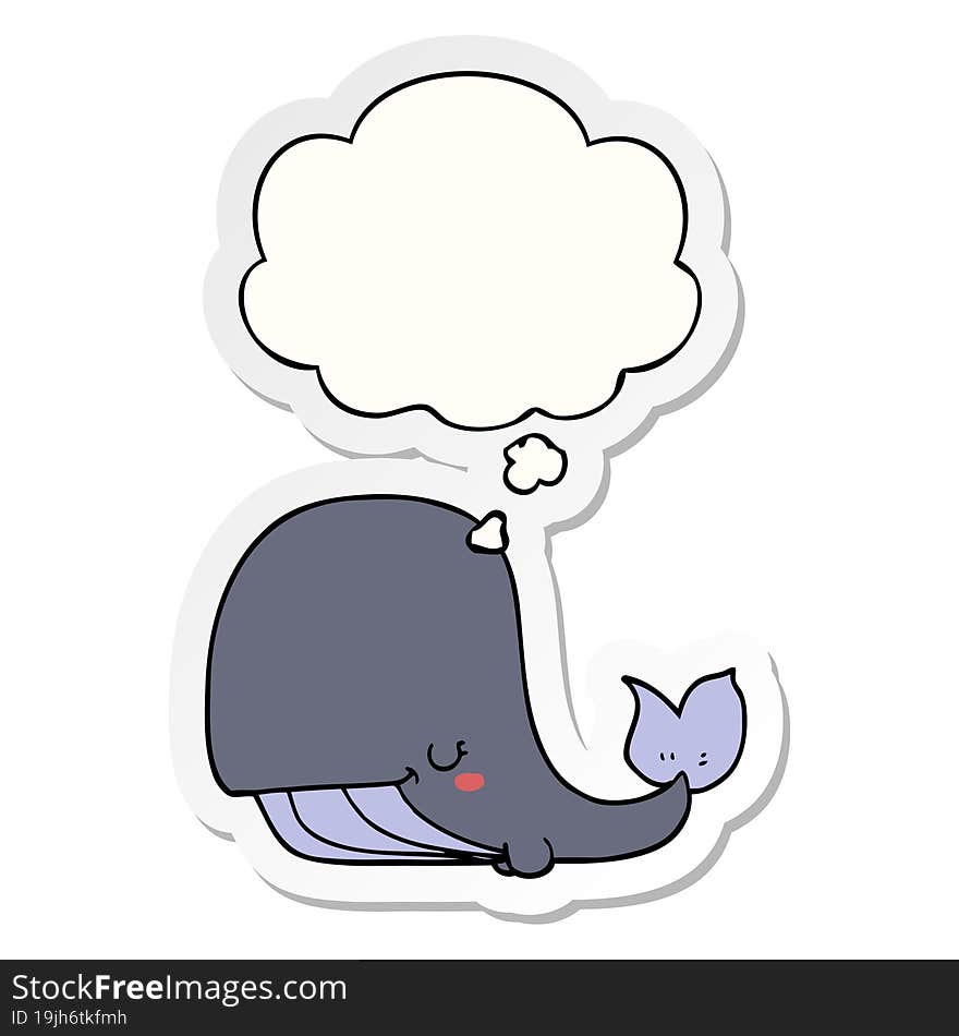 cartoon whale and thought bubble as a printed sticker