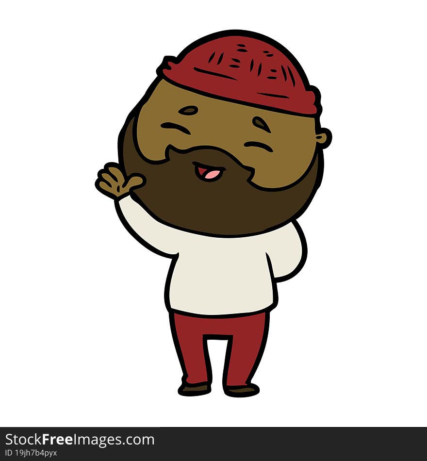 cartoon happy bearded man. cartoon happy bearded man