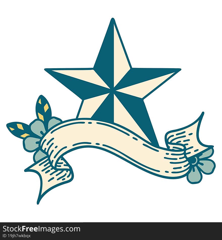 tattoo with banner of a star