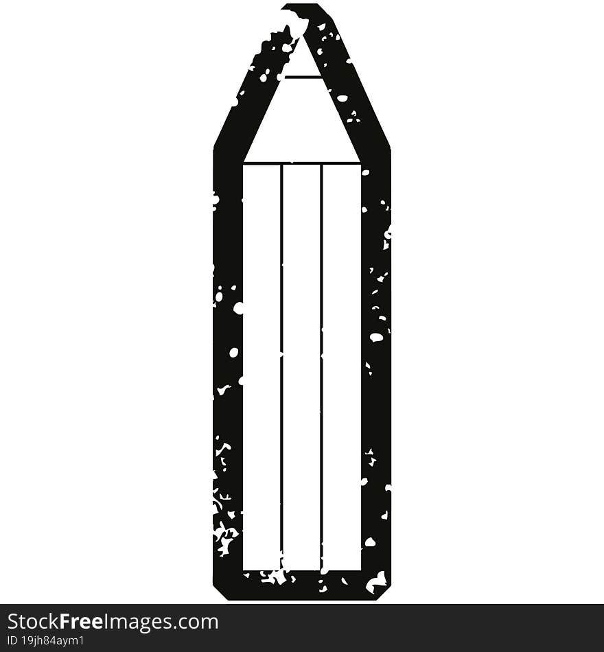 Distressed effect vector icon illustration of a pencil. Distressed effect vector icon illustration of a pencil