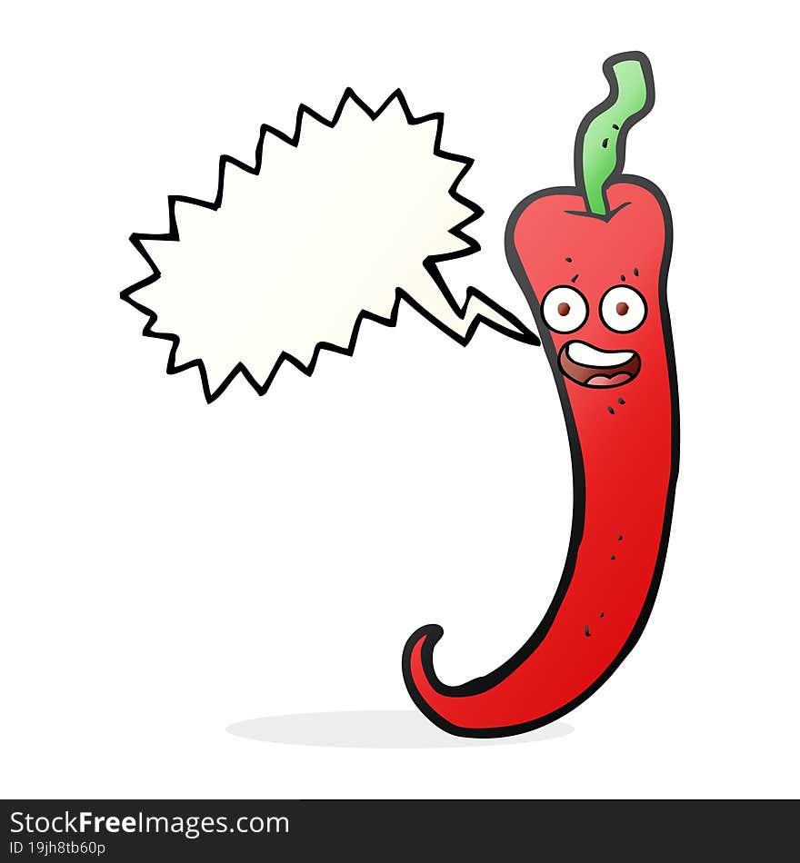 Speech Bubble Cartoon Chilli Pepper