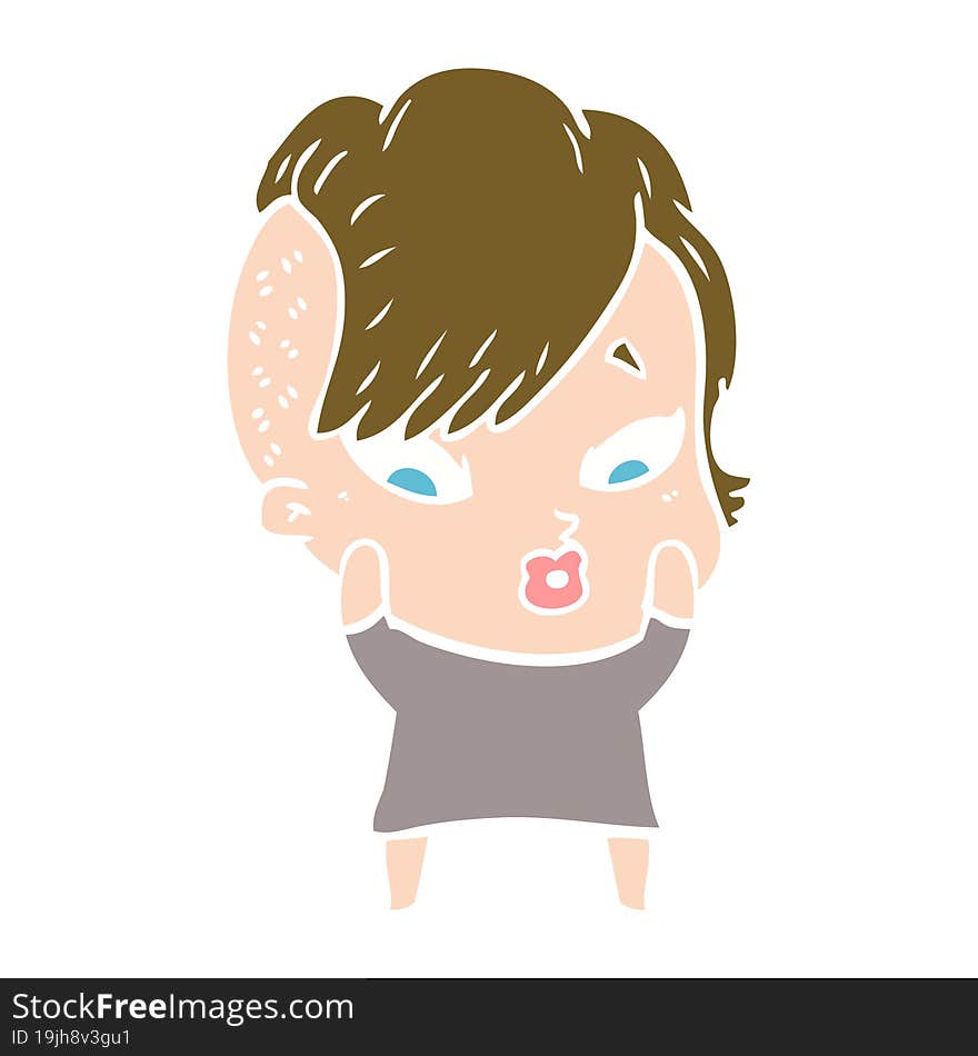 flat color style cartoon surprised girl